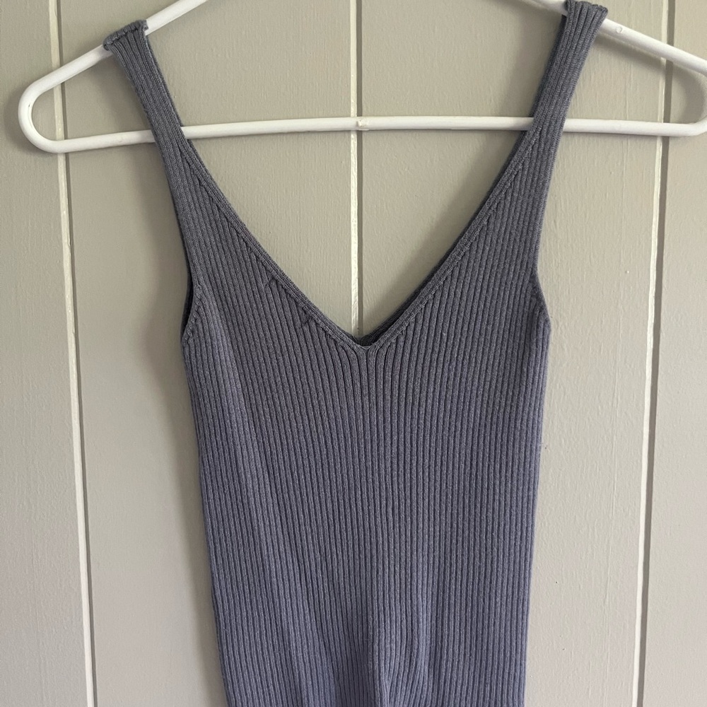 Debut Blue Ribbed Tank - Picture 2 of 3